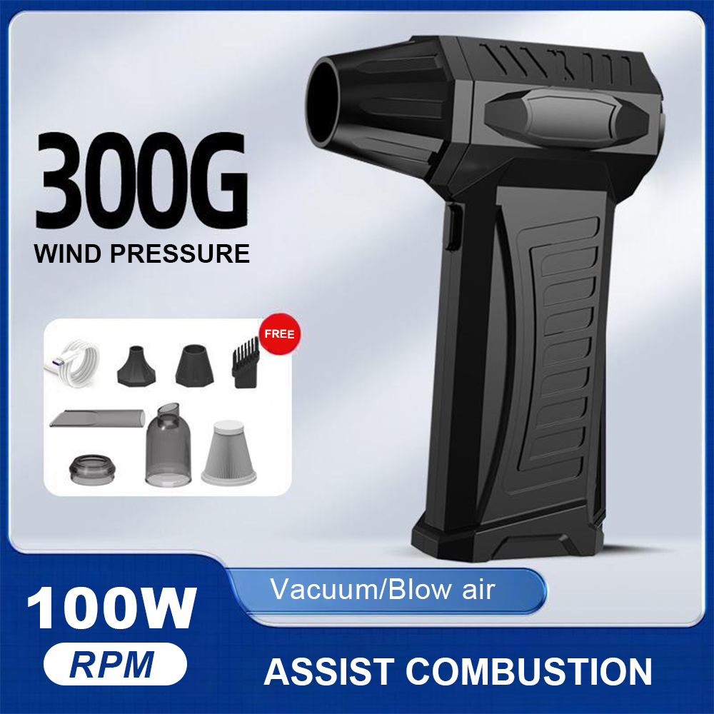 800000RPM/1000000RPM High Speed Turbo Jet Blower 10000mAh Violent Fan 58m/s Wind Speed Mini Air Blower Blow and Suck in One Tool: Silver