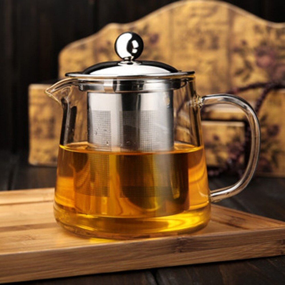 NO TÓXICO transparente claro borosilicato de vidrio tetera taza de té de vidrio con Infusor de acero inoxidable colador