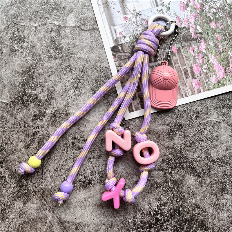 Keychains for Cell Phone Key Ring Acrylic Letter Strap for Keys Braided Key Lanyard Bag Cellular Pendant Keycord Exquisite: purple