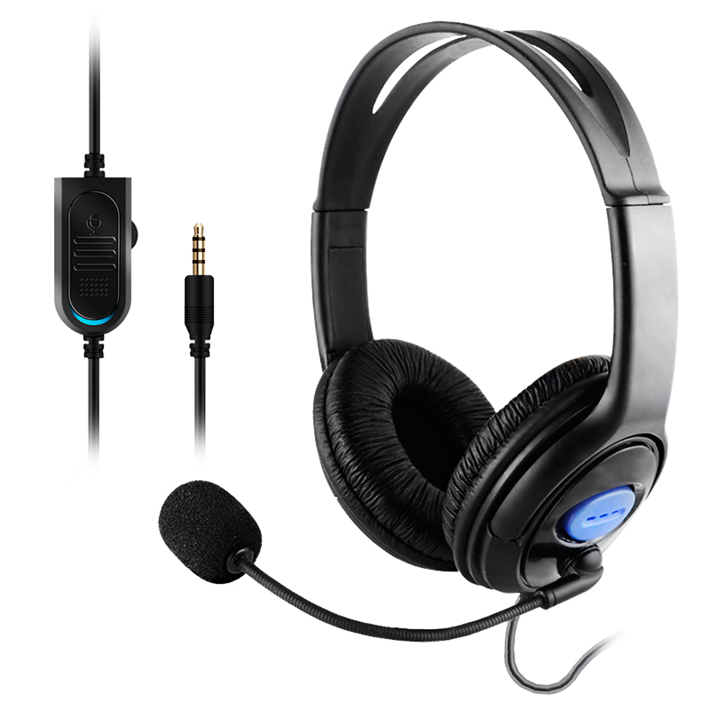 Wired Over-ear Earphone Gaming & Mobile music Headphones Black & Blue Soundproof Headset with microphone Volume adjuster D30