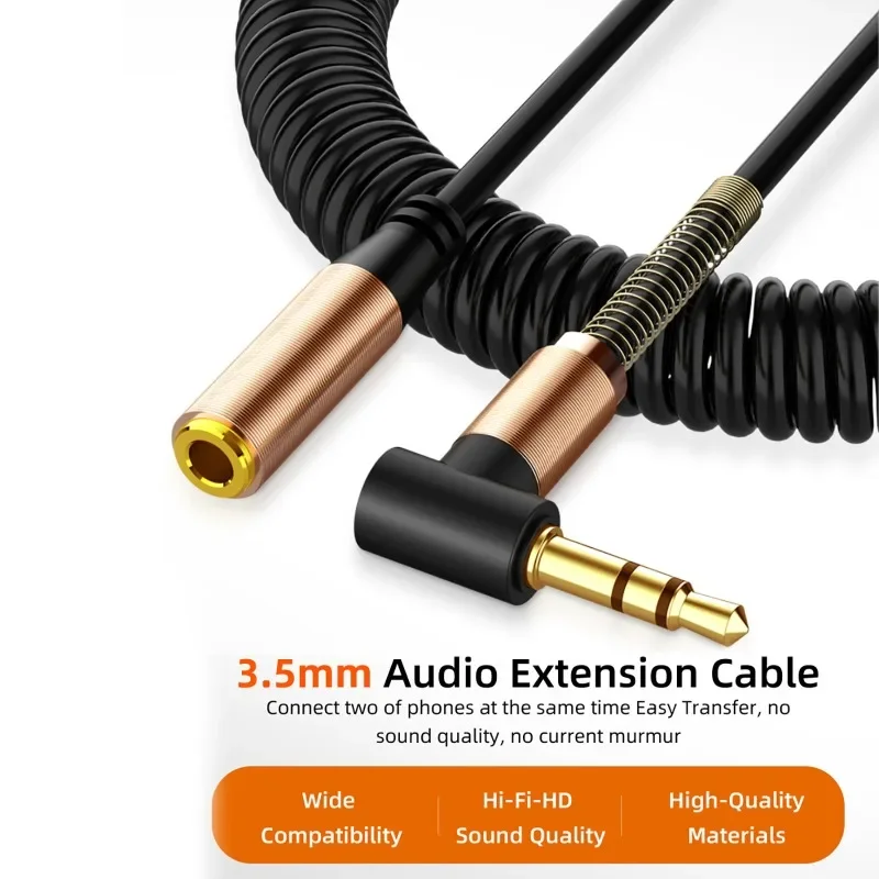 3.5mm Jack Male To Female Spring Aux Headphone Stereo Audio Extension Spring Coiled Spiral Stereo Audio Cable
