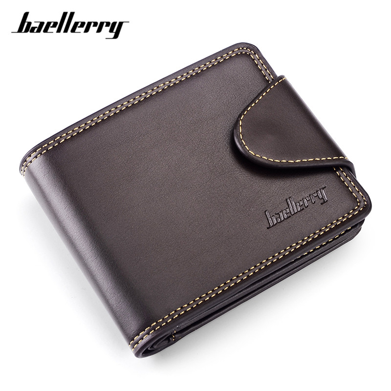 Baellerry Vintage Standard Men's Wallet Leather Trifold Short Wallets Card Holder Male Large Capacity Small Purse Carteira MW396