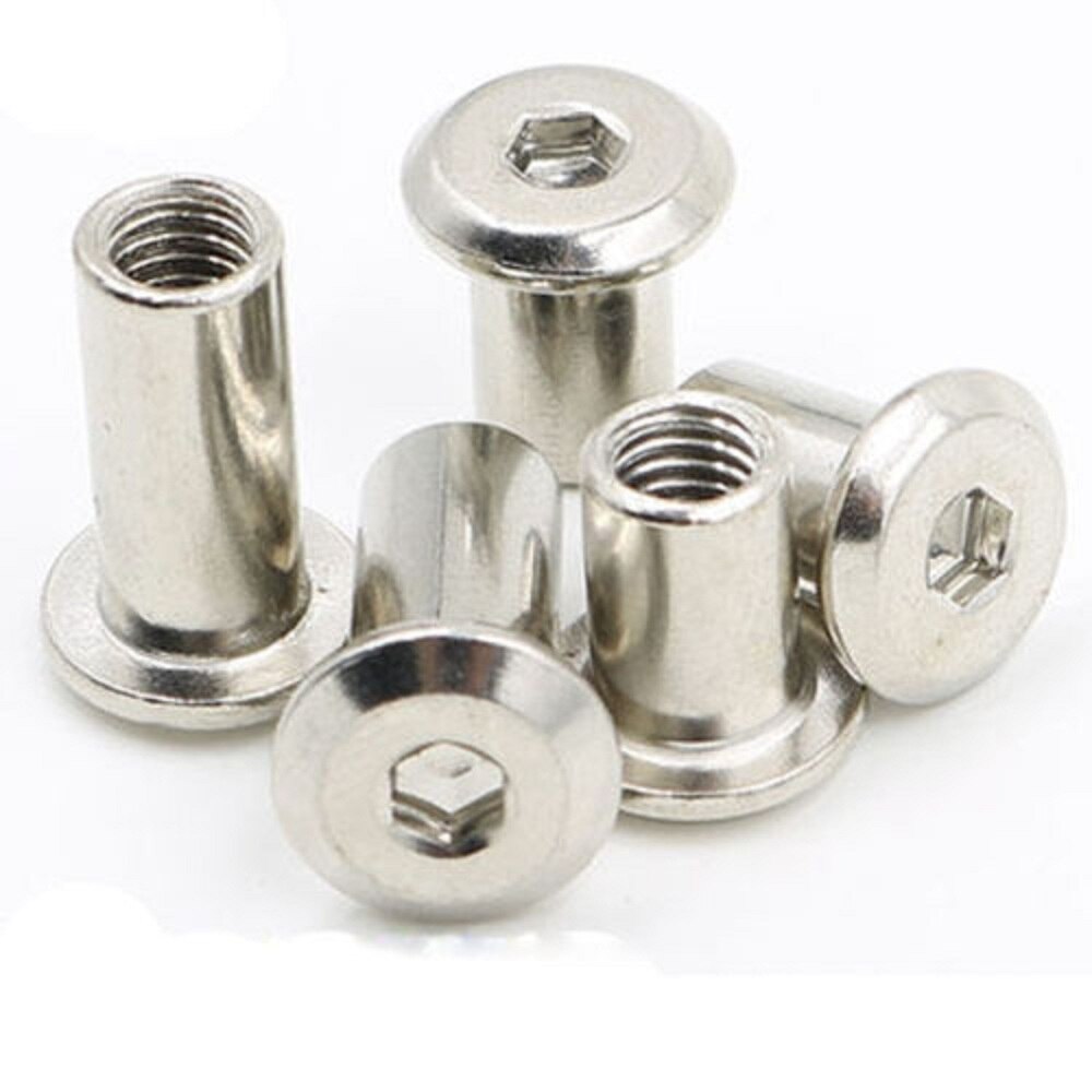Package 10Pcs Stainless steel allen flat nuts hex nut round head sleeve furniture machine part