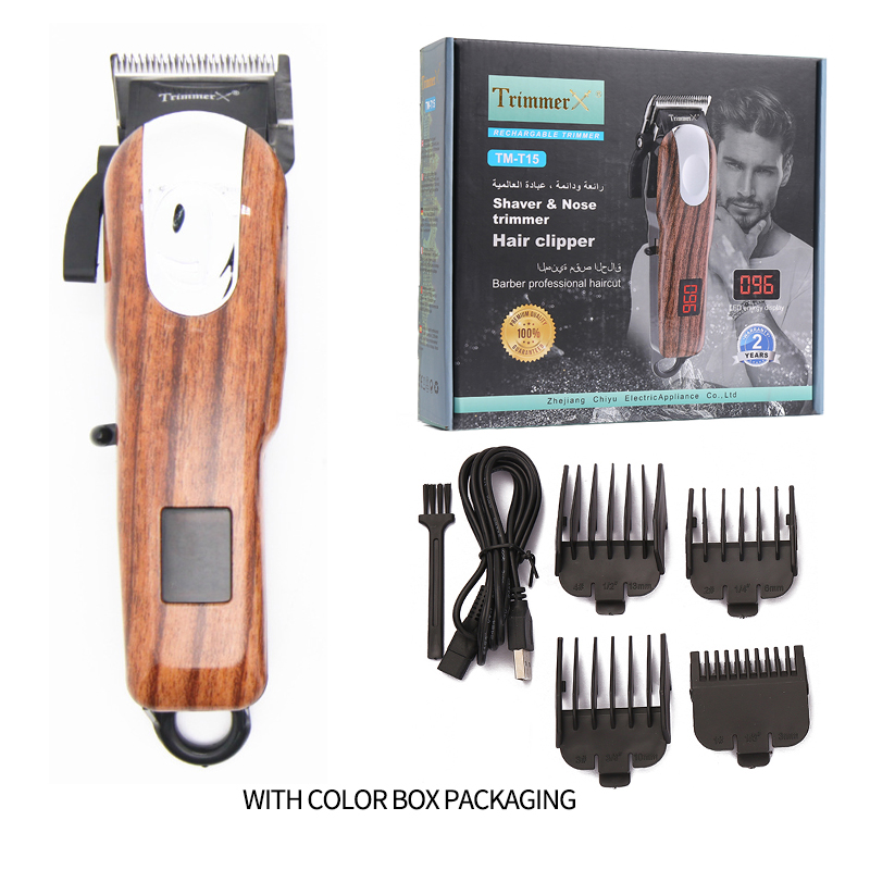 Barbiere tagliacapelli professionale uomo tagliatrice elettrica tagliacapelli tagliacapelli Cordless per uomo taglio capelli ricaricabile: Wood grain