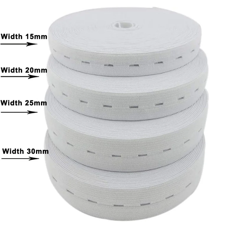 Bandas elásticas con ojales de 2/5M, banda de costura elástica con parte posterior plana de 15/20/25mm, carrete de punto, cinturón de cordón elástico para pantalones DIY, pretina