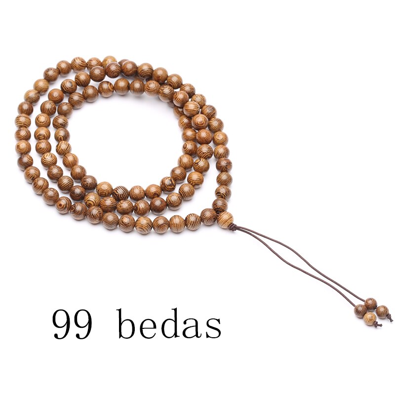 Pulsera de madera Natural, 99 Rosario islámico musulmán hecho a mano, Rosario de amistad, collar para hombres y mujeres