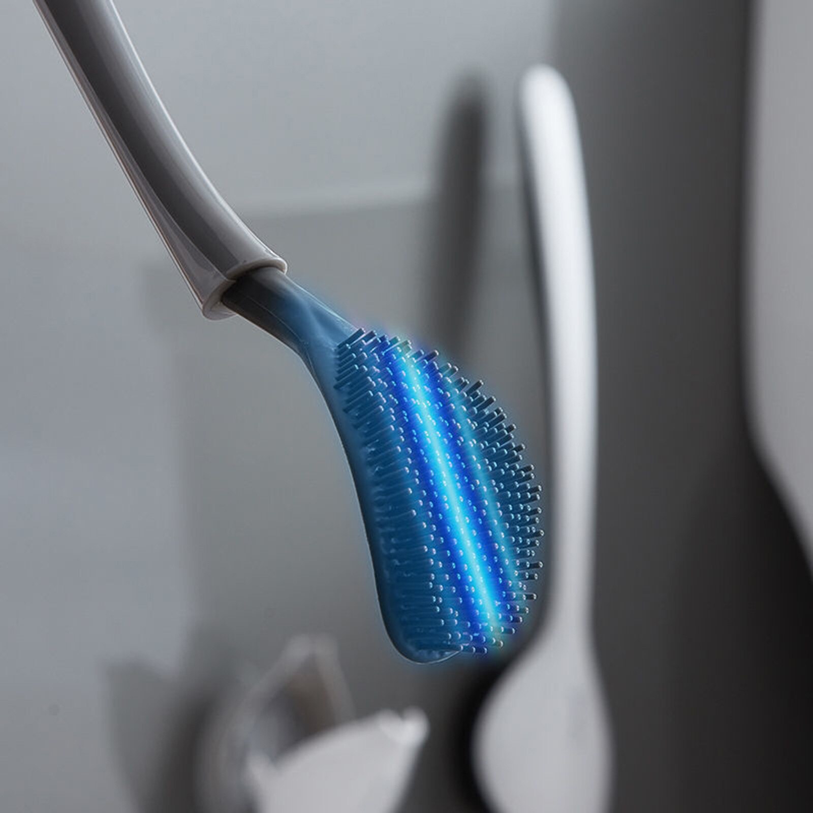 Bathroom Cleaning Tool Holder With Toilet Brush Wall-Mounted Silicone Retractable Toilet Brush No Dead End Cleaning Brush Set