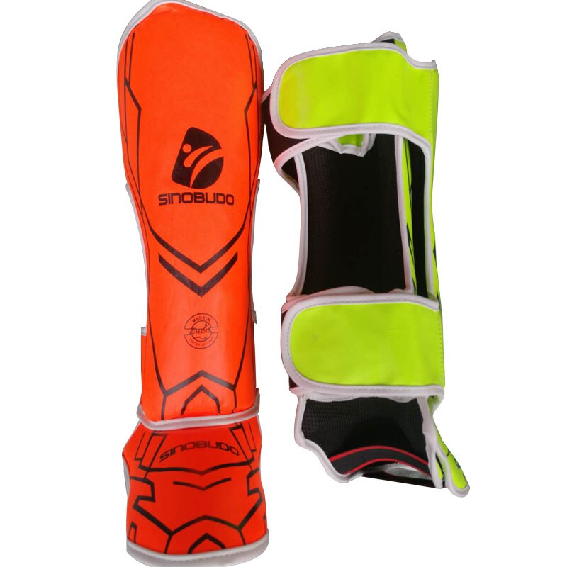 SINOBUDO Adult Muay Thai Kick Boxing MMA Boxing Shin Guards Kick Pad Karate Foot Protector Rod Leg Protectors