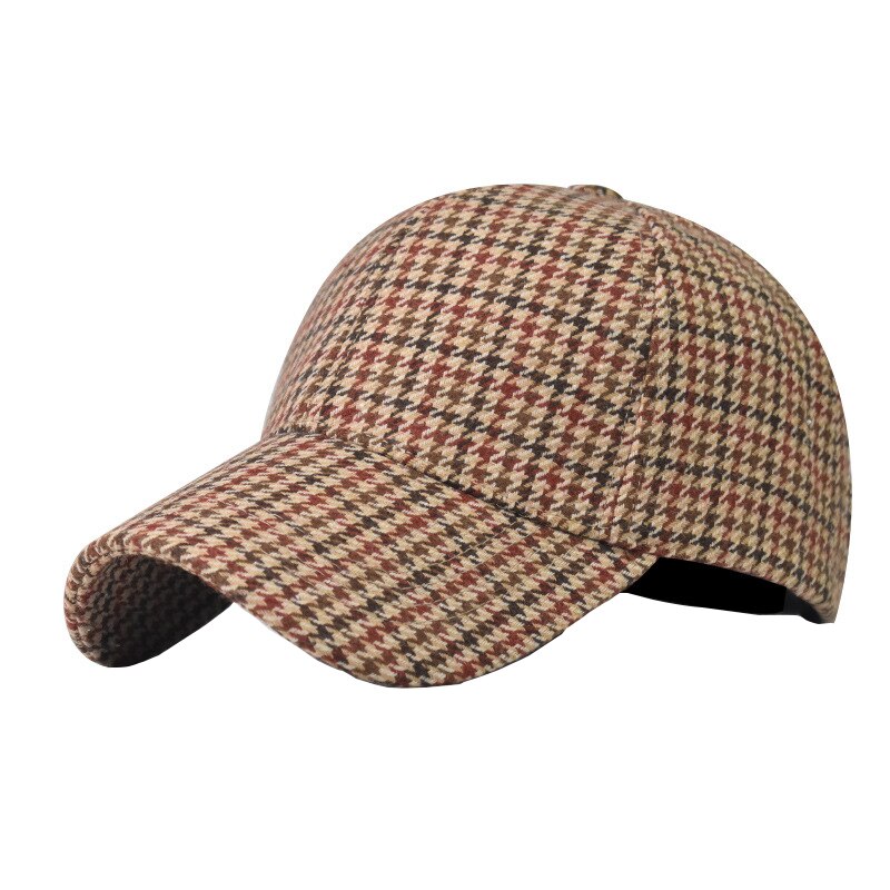 Frühlings-baseballkappe für damen und herren, sommer-sonnenhut aus filz mit hahnentrittmuster, trucker-snapback-kappe, lässige studentenkappe