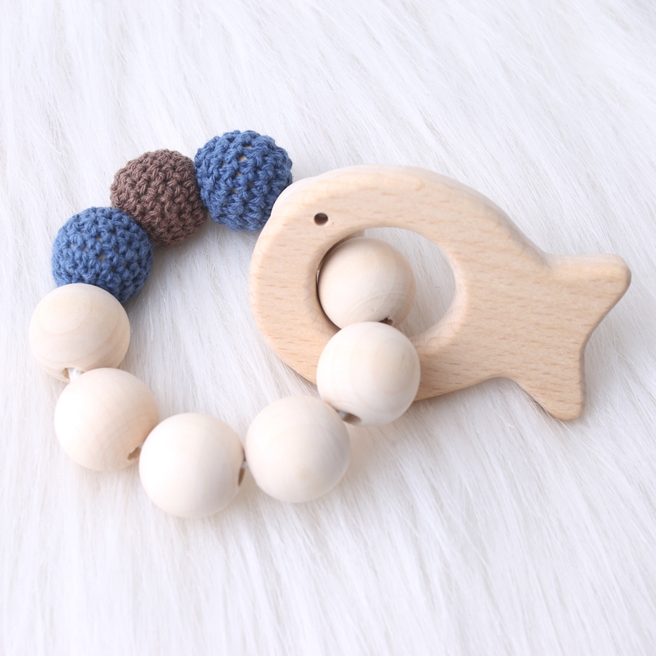 DIY Ambachten Armbanden Met Vis Vorm Accessoires Voor Baby Rammelaar Speelgoed Niet giftig Gehaakte Kralen Food Grade Materialen Bijtring