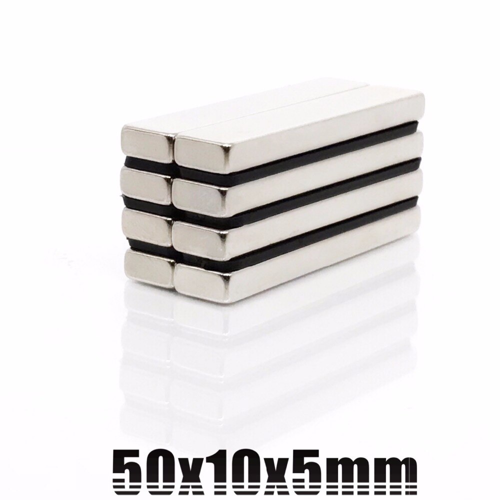 2PC 50x10x5mm Vierkant Blok Lange Bar Super Sterke Magneet Zeldzame Aarde Neodymium Permanente Magneten n50 Krachtige 50*10*5