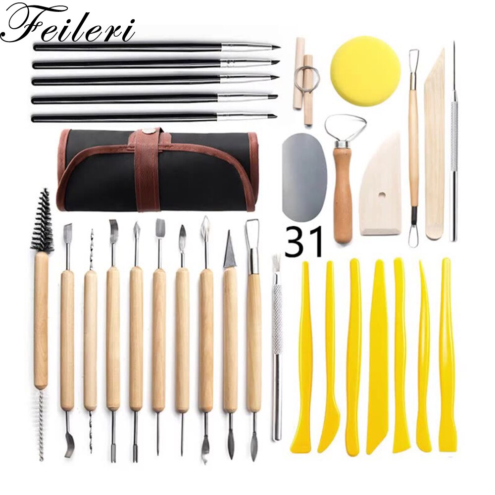 31Pcs Polymer Clay Tools Modeling Clay Sculpting Tools Set Rock Painting Kit for Clay Sculpture Pottery Stylus Dotting Tool