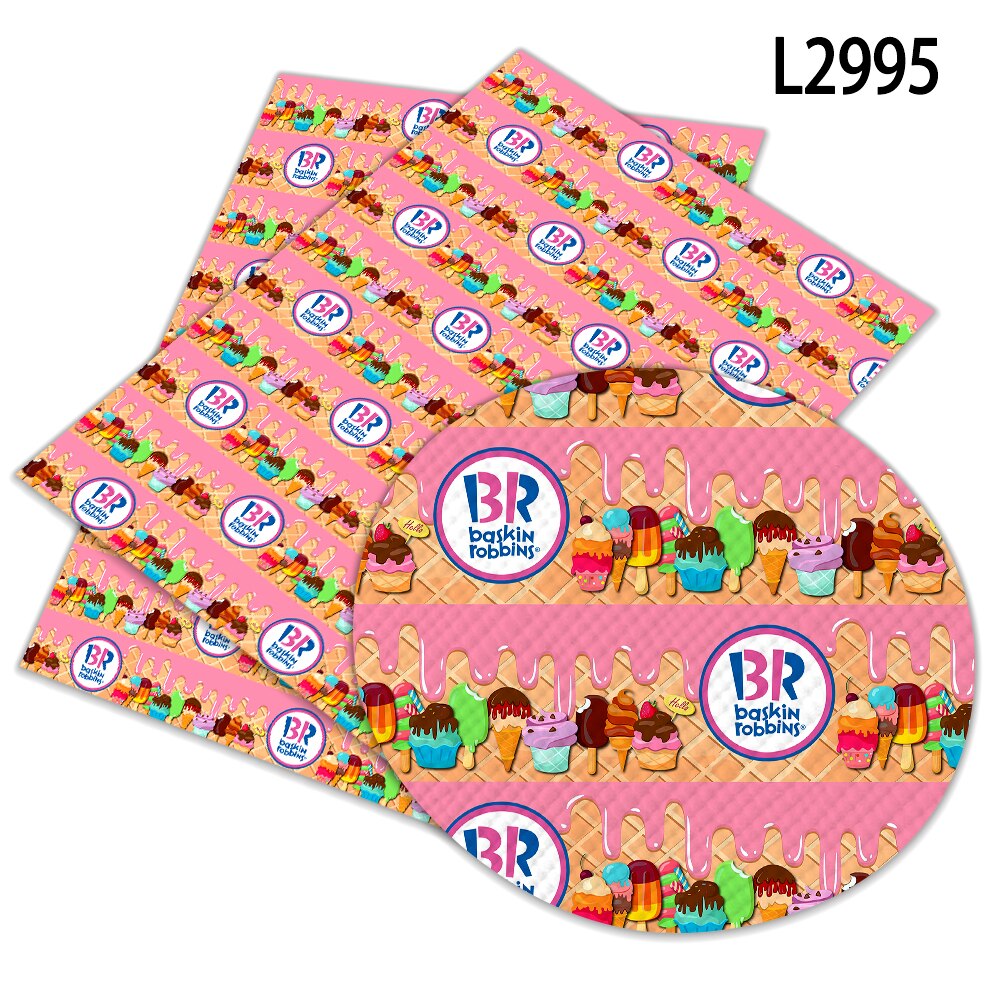DIY 30 cm x 22 cm Baskin Robbins Ice-cream Pattern Solid Color Suede Synthetic Leather DIY Sewing Material: L2995