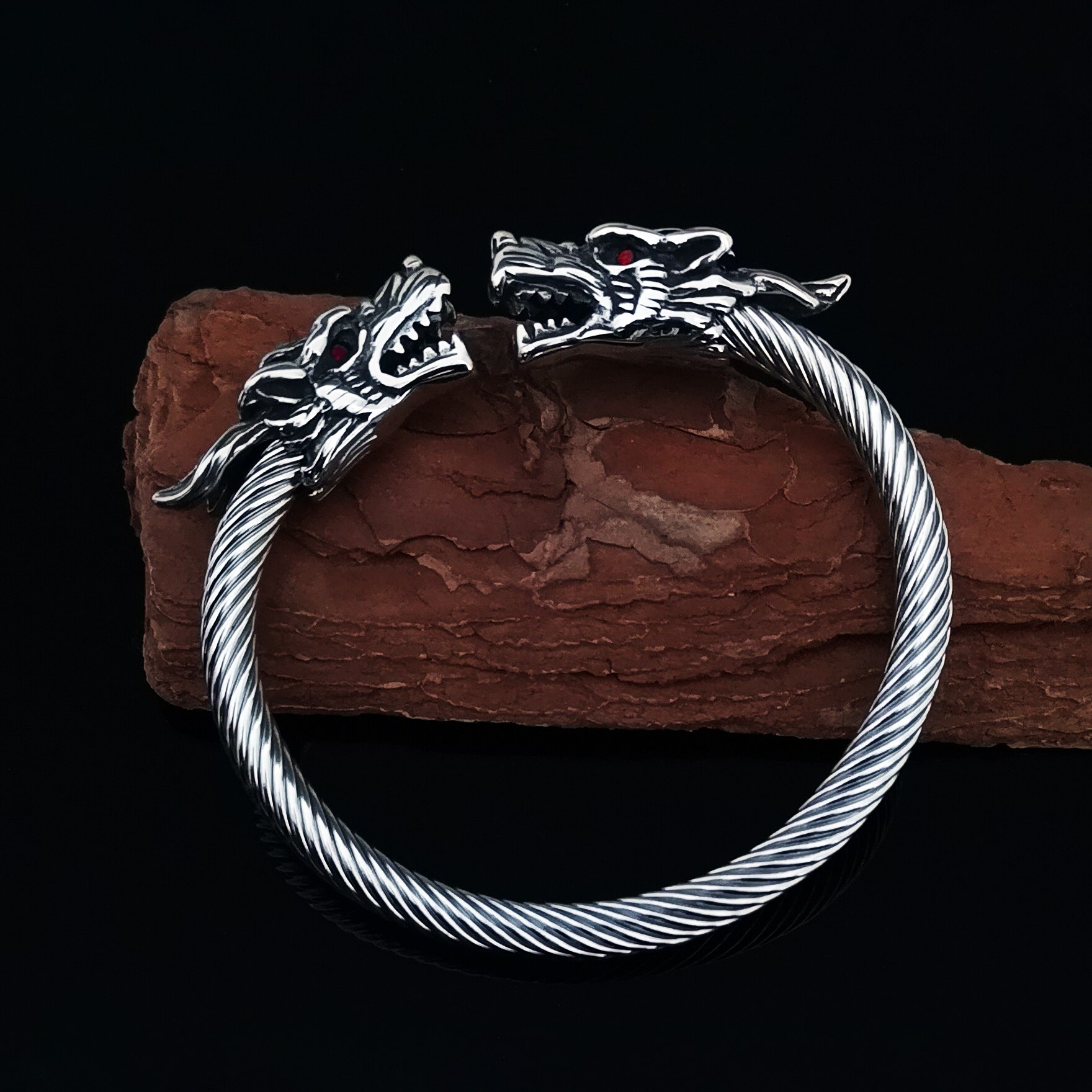 Vargarmband i rostfritt stål smycken tillbehör vikingarmband herrarmband manschett armband kvinnligt armband