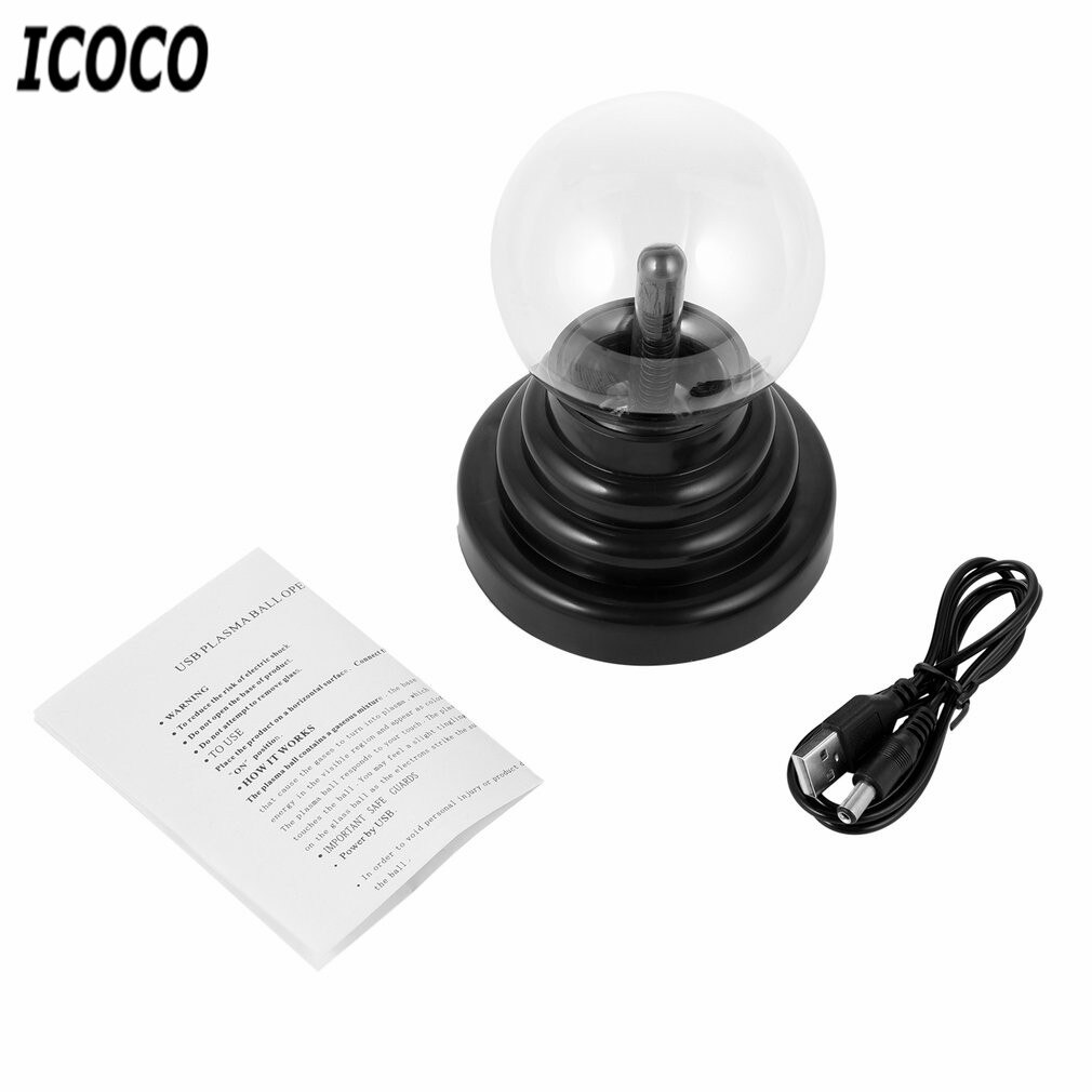 3 Inch USB Plasma Ball Electrostatic Sphere Light Magic Crystal Lamp Ball Touch Sensitive Transparent Desktop Lights