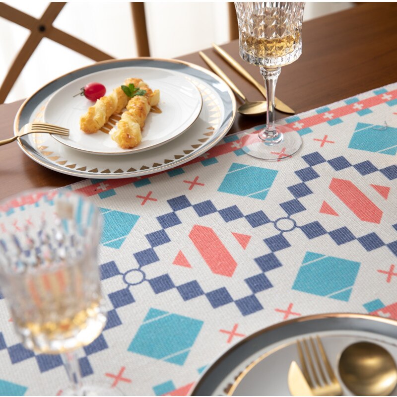 Moroccan Geometric Striped Table Runner Bohemian National Table Runners Bed Mat TV Cabinet Cloth Dining Wedding Table Decoration