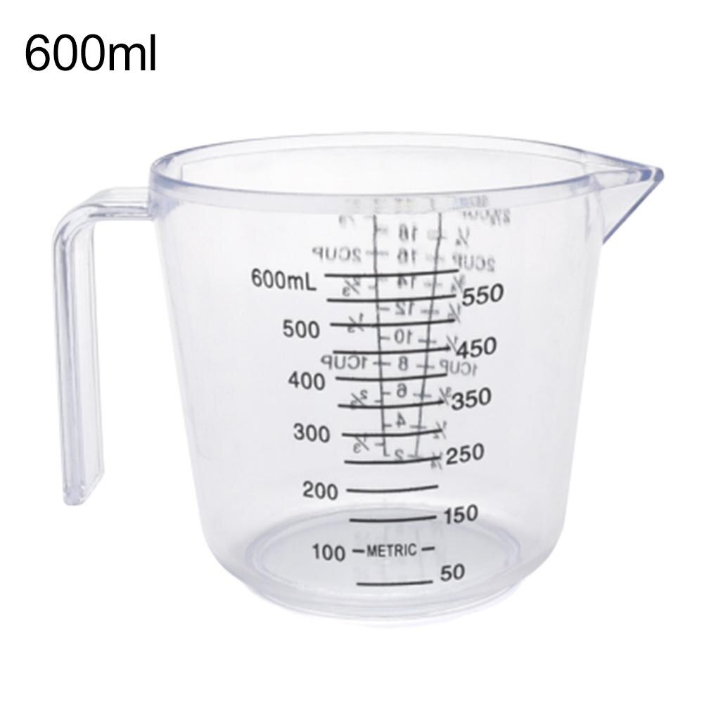 150/300/600ml Plastic Measuring Cup Transparent Blue Mug Pour Spout Clear Liquid Measure Beaker JugCup Container: Transparent600ml