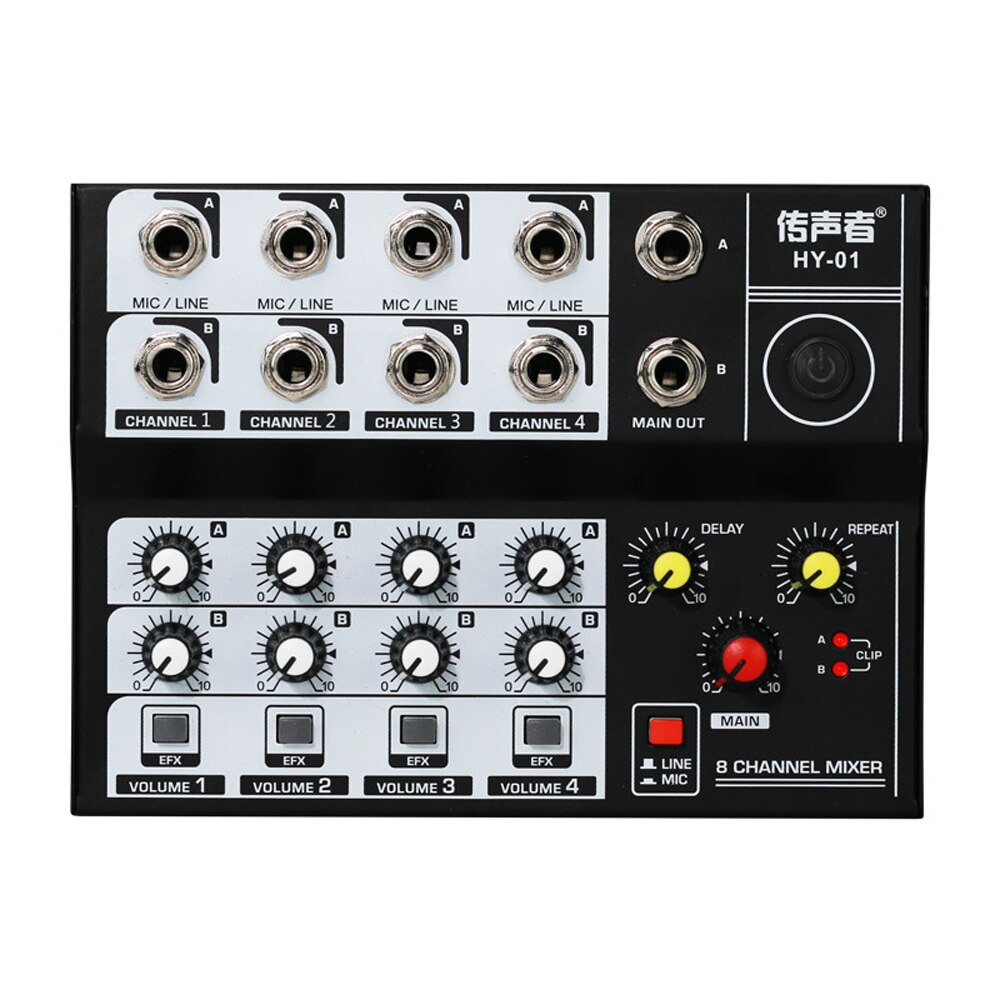 8 Channel Multifunctional USB Audio Mixer Portable Sound Mixer Home-use Dual Microphone Inputs Sound Mixer