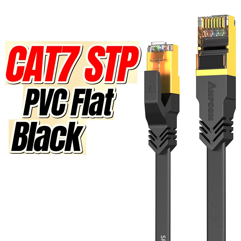 AMPCOM CAT7 Cable Ethernet Lan Flat Cable SFTP Redondo RJ45 Cable de Red Cat 7 Cable de Internet para Router Módem PC PS4 Patch Cable: Azul cielo / 10 m