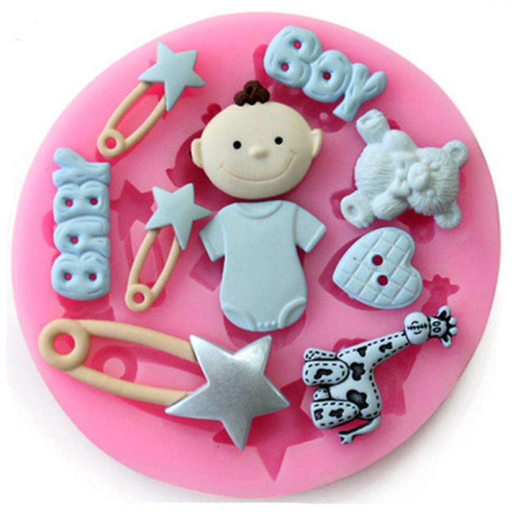 Meisje Jongen Baby Shower Party 3D Siliconen Fondant Mal Voor Taart Decoreren Suiker Ambachtelijke Fondant Cake Chocolade Mousse Bakken Tools