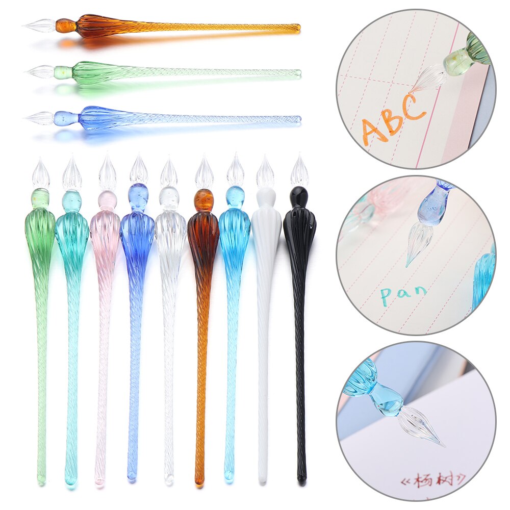 1Pc Glass Drip Fountain Pen Vintage Glass Dip Dipping Pen Signature Filling Ink Fountain Calligraphy Art Painting Writing Pen