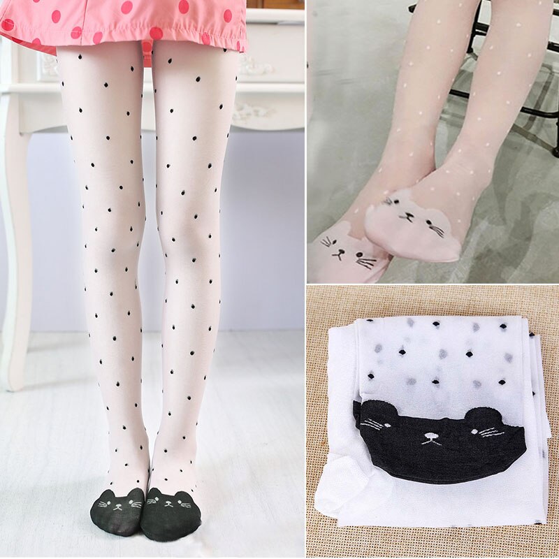 Crianças meias bonito do gato da menina collants para meninas crianças meias do bebê dos desenhos animados fino apertado verão malha do bebê da menina meia