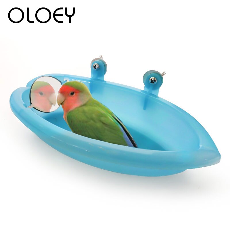 Pet Bird Parrot Bathtub With Small Mirror Bath Shower Box Bird Cage Pet Small Bird Parrot Cage Bird Toys Supplies Standing Box