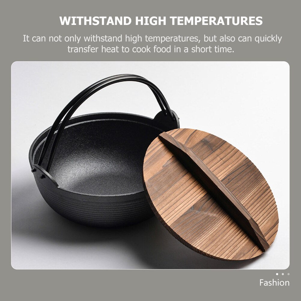 1pc Japanese Thickened Cast Iron Sukiyaki Pot Deep Stew Pot with Handle