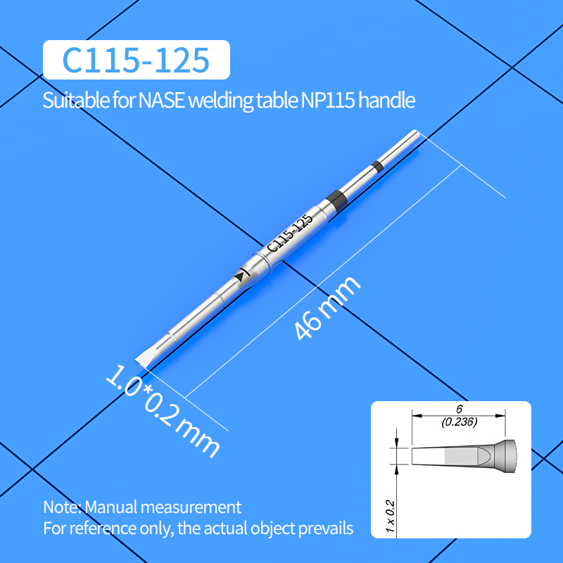 C115 Soldering Iron Tip C115-105/125/117/113/114/112/109/127/101/110/120/107 for JBC Soldering Station Precision Repair SMD PCB: Grey