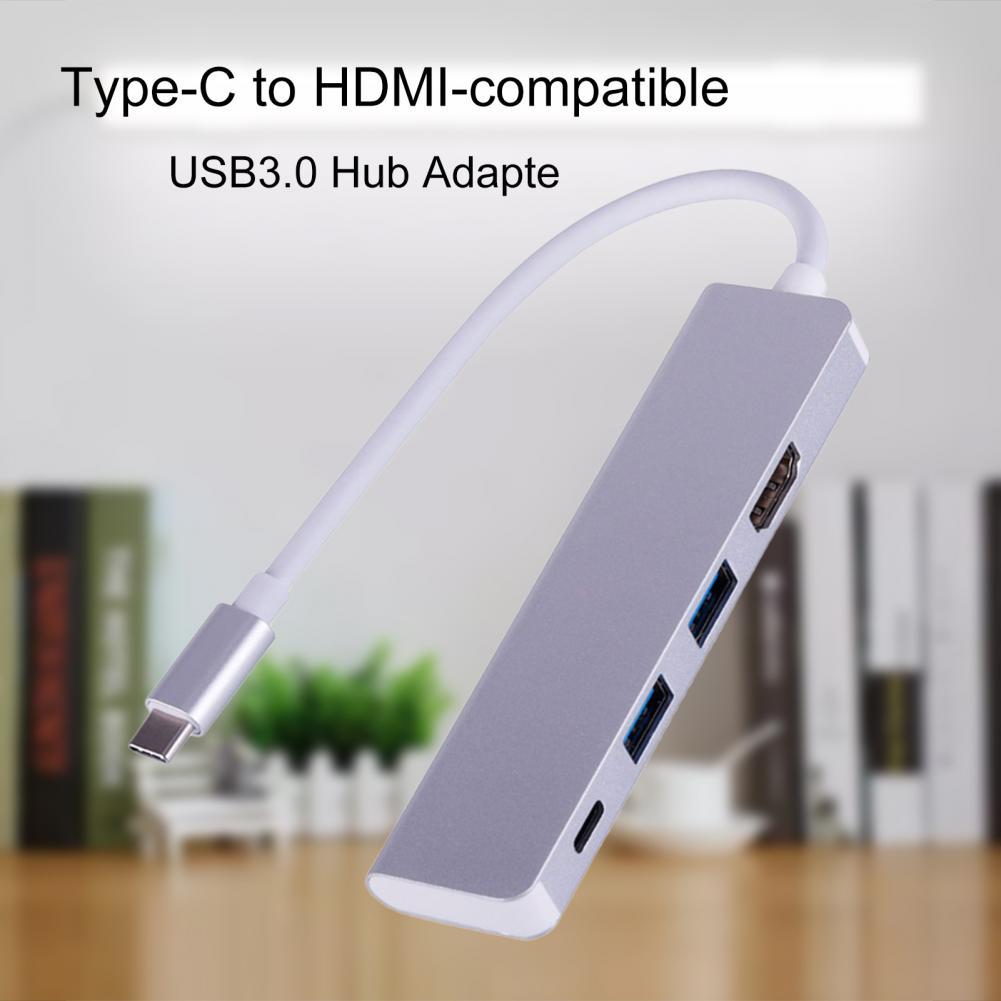 4-In-1 High Speed Type-C Naar Hdmi-Compatibel USB3.0 Hub Adapter Draagbare Duurzaam Voor computer