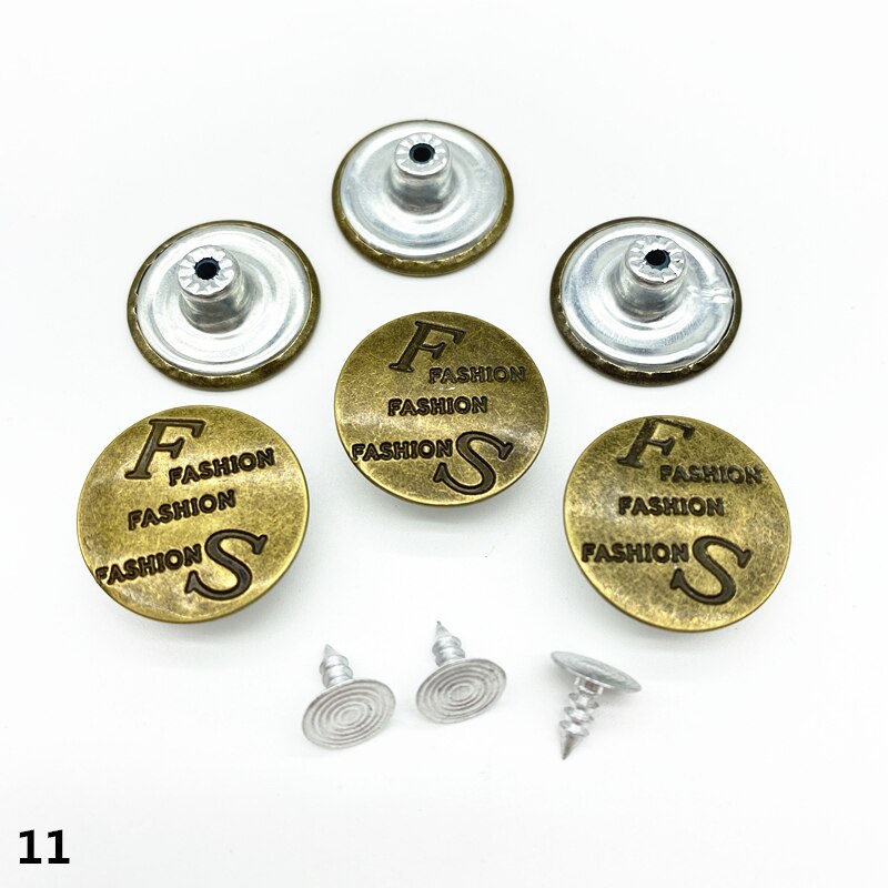 20 piezas 20mm bronce de botón de Metal para pantalones Shank botón para prendas de vestir pantalones ropa de costura Accseeories hecho a mano # Ro: 11
