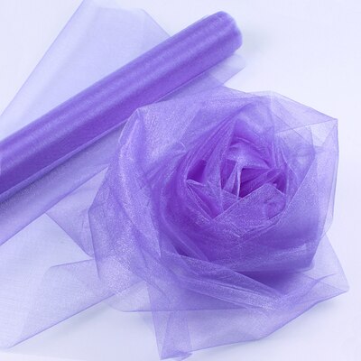 48CM x 5 M/10 M/15 M organza crystal tulle baby bad sneeuw garen voor bruiloft kerst verjaardag DIY party boog decoratie: light purple / 72cmX10m