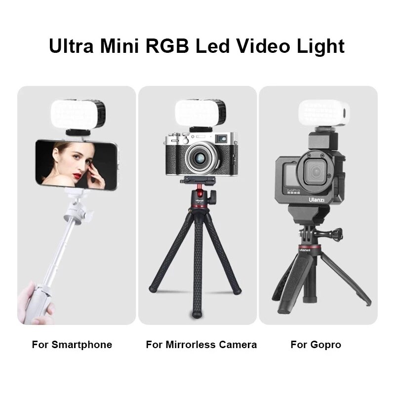 Ulanzi VL15 Mini Rgb Led Video Licht Draagbare Vlog Licht Met Koud Schoen Voor Smartphone Gopro Camera 2W 750mah Type-C Opladen