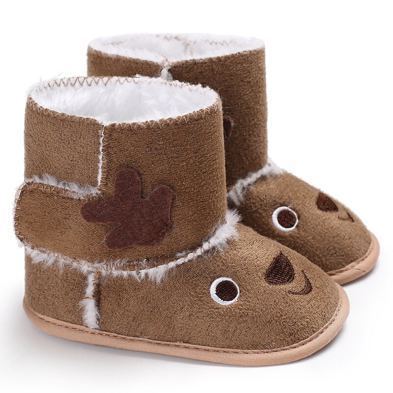 Jolies bottes de neige antidérapantes pour bébé fille, en coton, à semelles souples, de 0 à 18 mois: Coffee / 13-18 mois