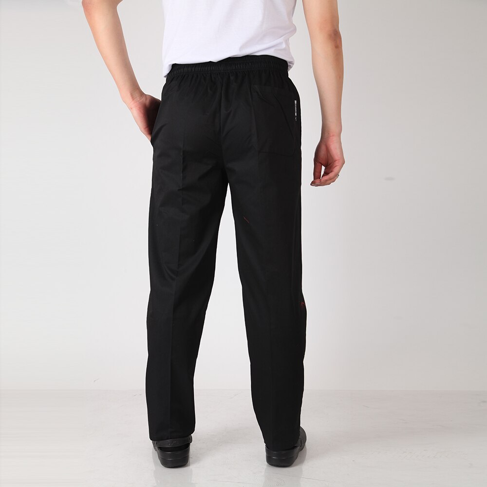 Men Plaid Elastic Waist Restaurant Catering Food Service Kitchen Work Wear Cooking Uniform Long Business Suit Pants