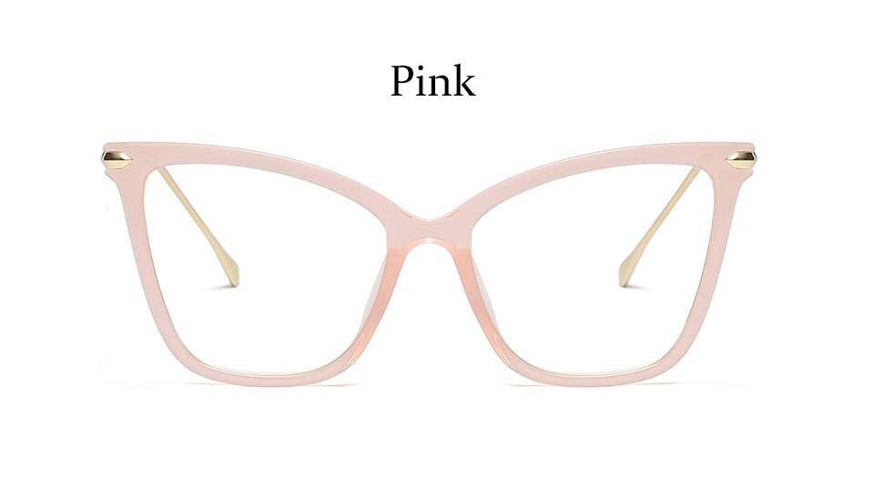 Montura de gafas para mujer, lentes ópticas transparentes de ojo de gato, montura de Metal, a la , montura de gafas negras,: Pink