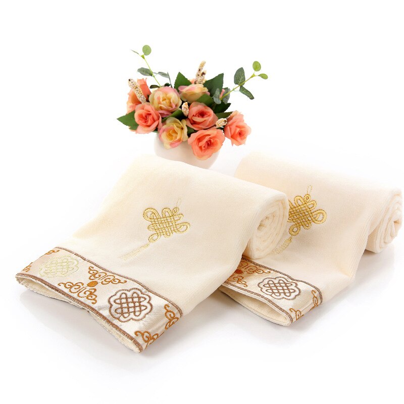 Chinese Knot Household Towel Cotton Rag Hair Towel Absorbent Face Towel Soft Plain Adult Towel Set Household Daily Necessities