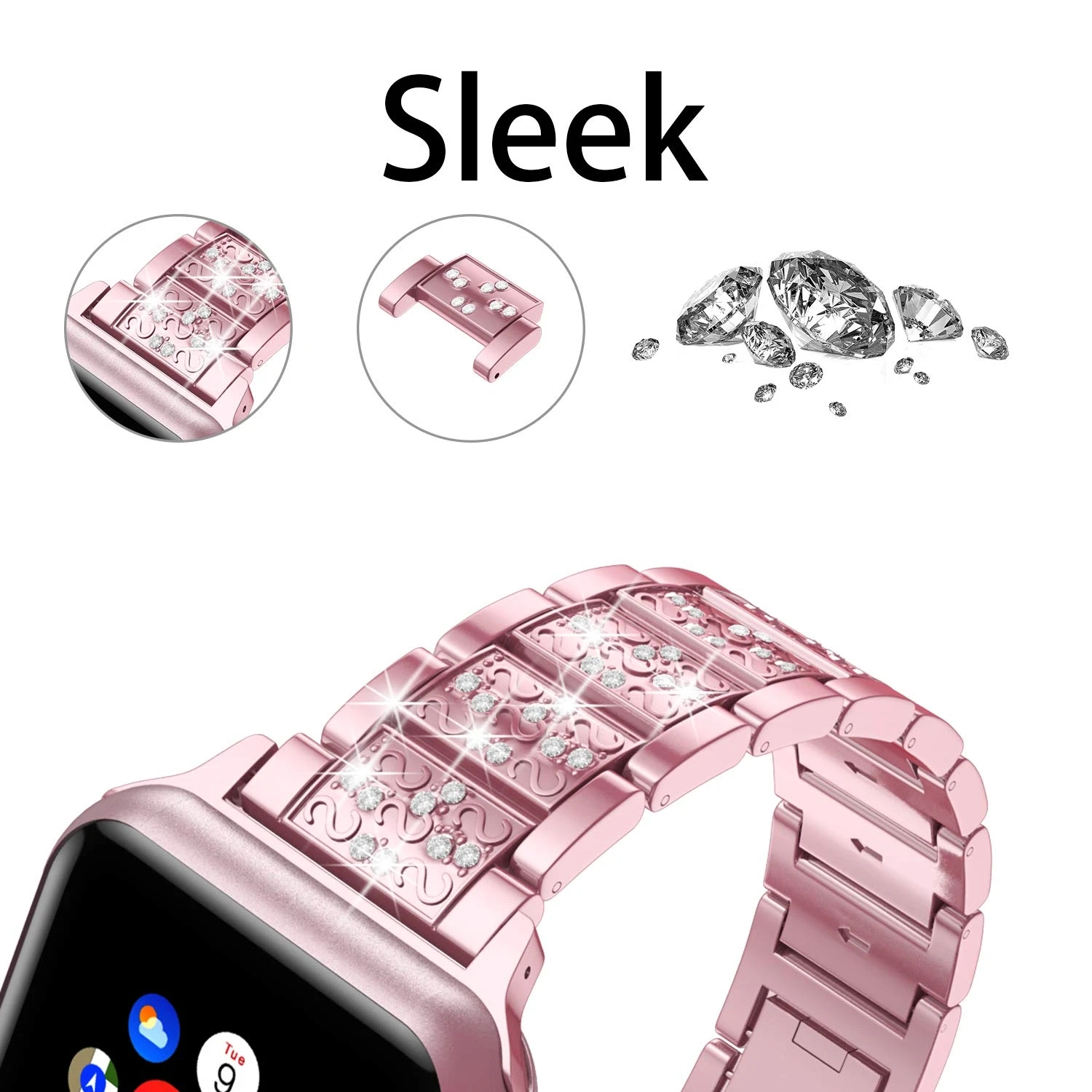 Bracelet en diamant scintillant pour Apple Watch Ultra 2 49mm, 46mm 40mm 45mm 44mm 41mm 42mm pour Iwatch série 10 9 8 7 6, Bracelet pour femmes