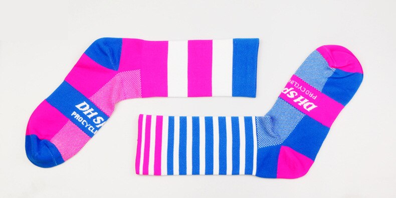 Profesjonalna jakość skarpety rowerowe mężczyźni kobiety szosowe Sox aktywność na świeżym powietrzu rower wyścigowy kompresji skarpety sportowe QTW029: Blue Powder / L for 39-46