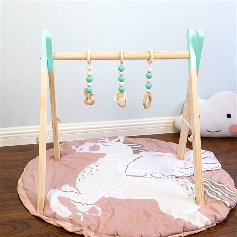 Xihatoy nordisk stil baby gym spille børnehave sensorisk ring-pull legetøj træramme spædbarn værelse toddler tøjstativ børn: Az078