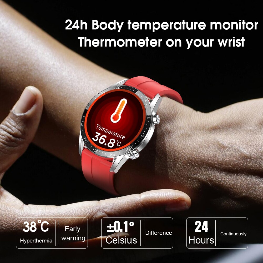 Neue Clever Uhr Männer 24 Stunden Kontinuierliche Temperatur Monitor IP68 EKG PPG BP Herz Bewertung Fitness Tracker Sport Smartwatch
