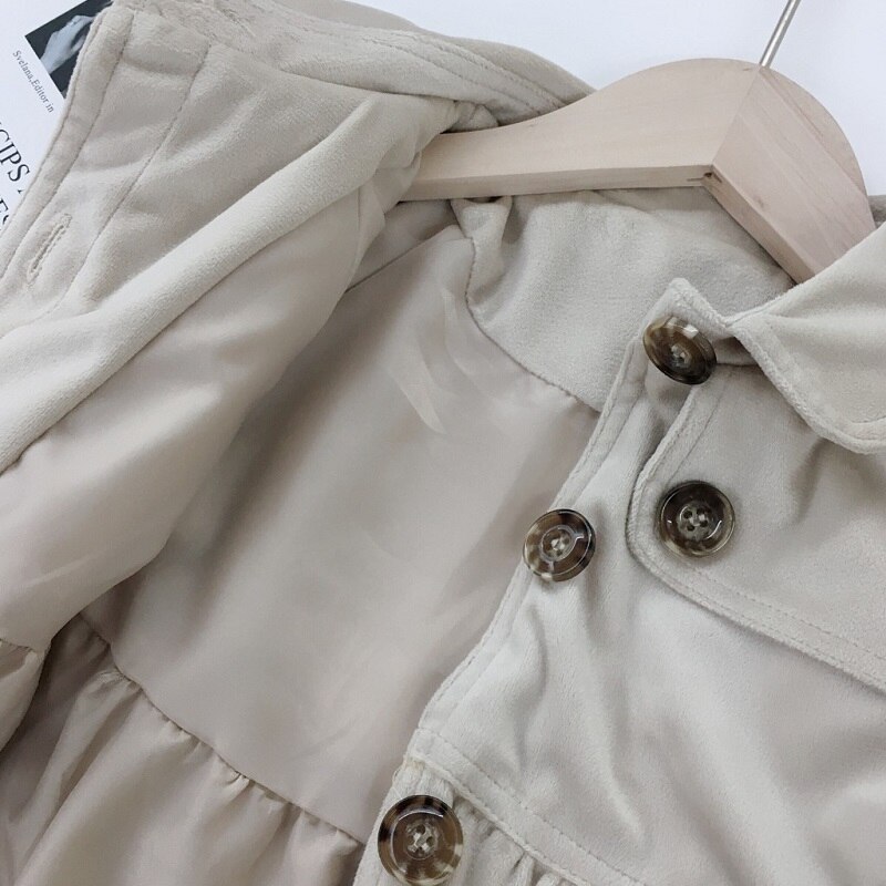 Trench-Coat à manches bouffantes pour bébé fille, veste coupe-vent longue, manteau anti-poussière, vêtements d&#39;extérieur pour enfant de 1 à 7 ans