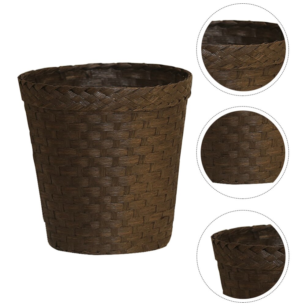 1 Cubo de almacenamiento tejido de paja, cesta de Cubo de basura tejida para libros y periódicos, práctico cesto de almacenamiento, cesto de papel para el hogar
