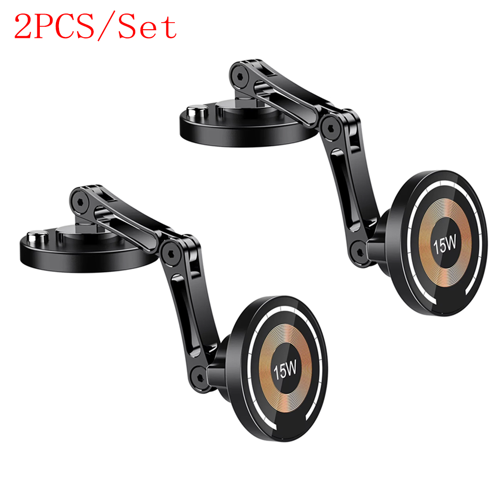 Magnetic Car Phone Holder Wireless Charger Phone Stand Rotation Mobile Phone Holder Fast Charging for IPhone 16 15 14 13 xiaomi: Orange