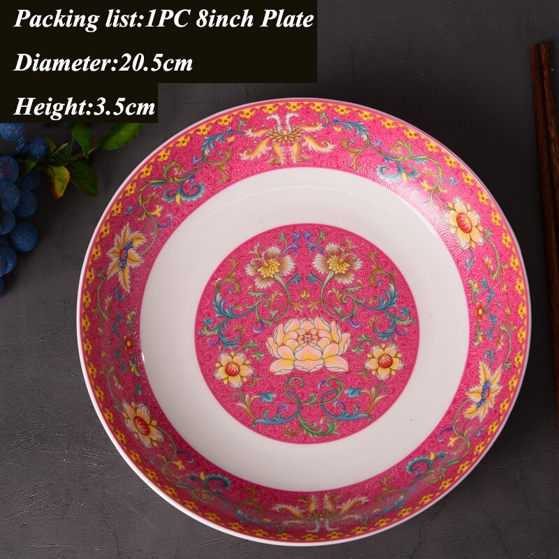 8 tommer jingdezhen kinesisk keramikben kina madplader hjem køkkenredskaber porcelæn aftensmad tallerken farve emalje bordservice: F (8 tommer)