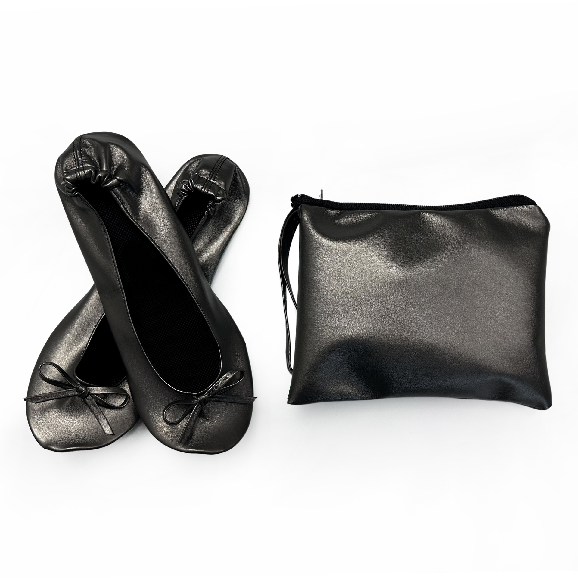 Ballerine portatili pieghevoli da donna per uso interno Pantofole arrotolabili, comode confezionate, con borsa, per matrimoni in viaggio