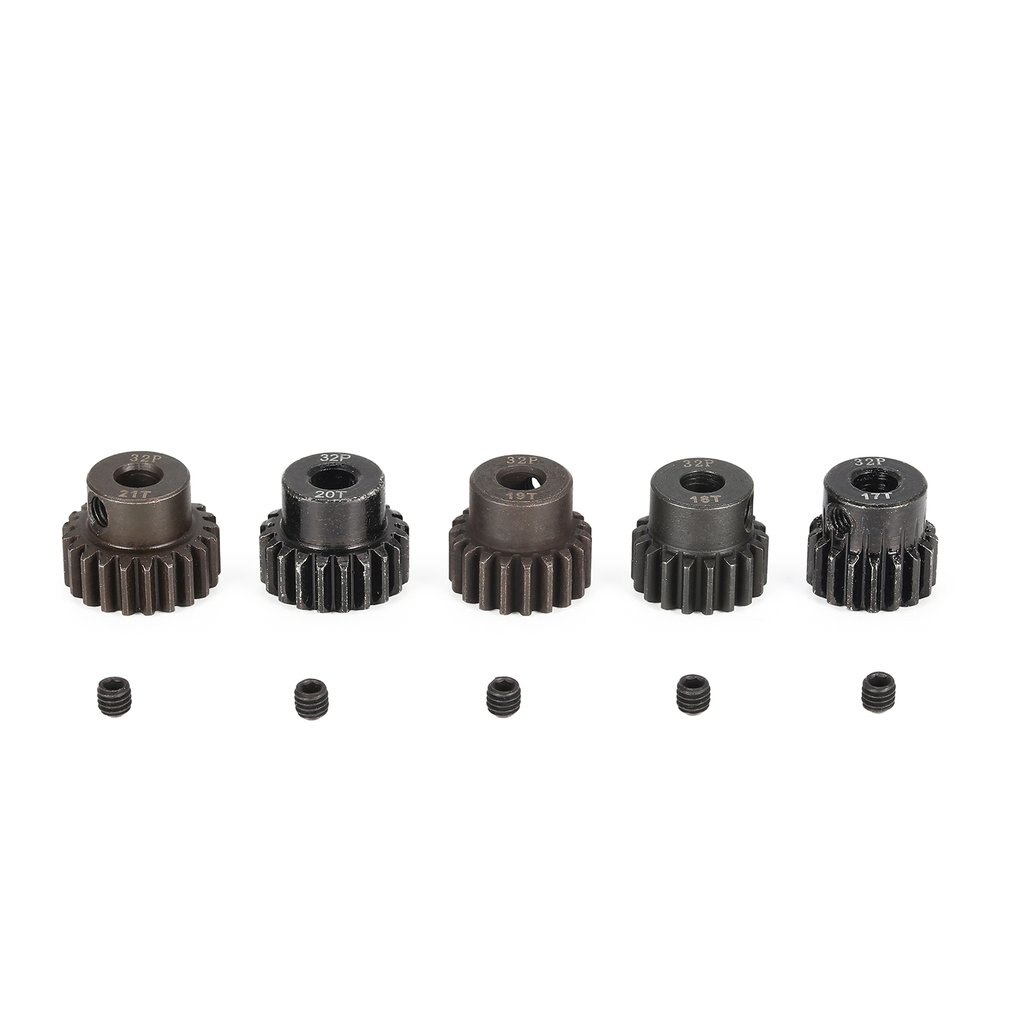 Overtreffen Hobby 5Pcs 32DP 5Mm 17T 18T 19T 20T 21T Metalen Pinion Motor gear Set Voor 1/8 Rc Auto Vrachtwagen Geborsteld Borstelloze Motor