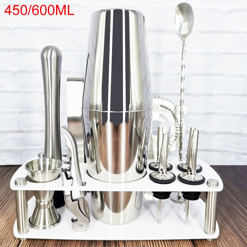 Stainless Steel 750/600ml Cocktail Shaker With Wine Rack Wine Shaker Mixer For Bar Party Tools Bar Accessories: B13Pcs 450600ML Rack