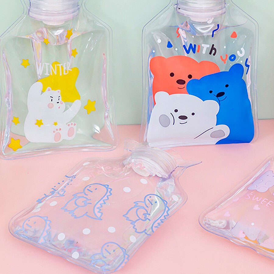 Transparent water injection water bag compress cartoon warm hand treasure warm stomach portable warm water bagA811