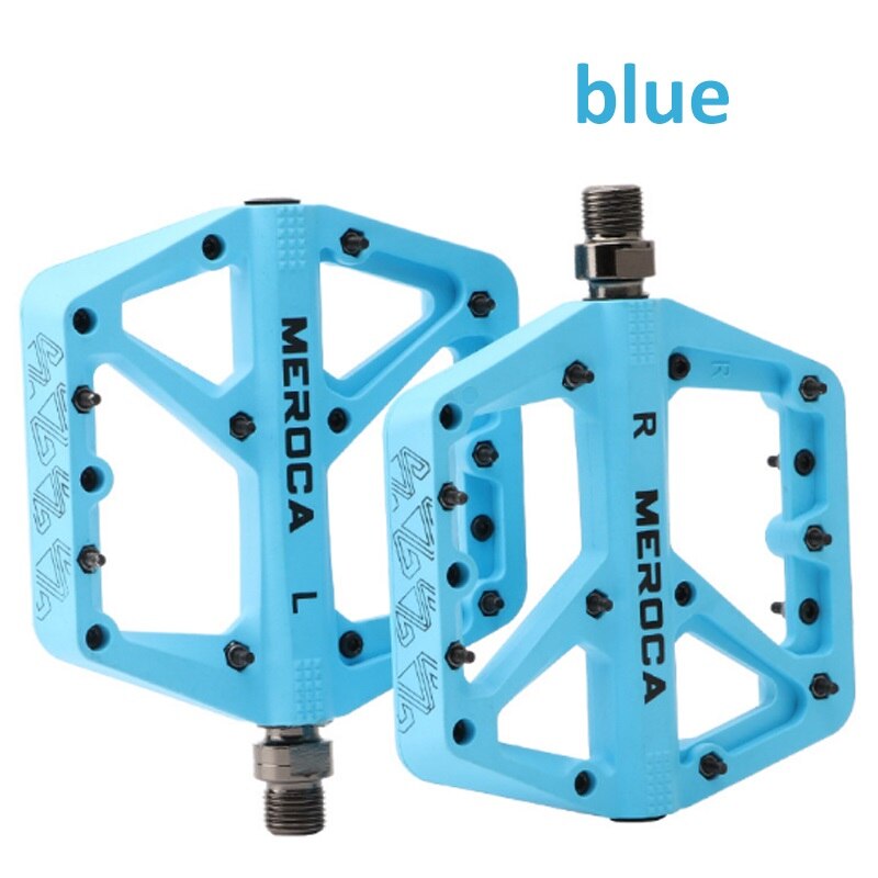 MEROCA MTB Pedal Seal bearing Platform pedals Nylon 9/16" Universal pedal Ultralight Non-slip Mountain Bike Parts 1Pair: 1 pair blue
